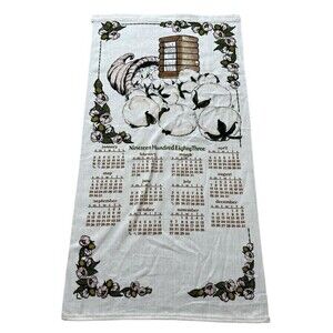 Vtg Linen Kitchen Towel Calendar 1983 Advertising Cotton Bale 28 x 17